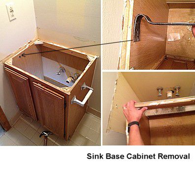 How do you remove a vanity cabinet?