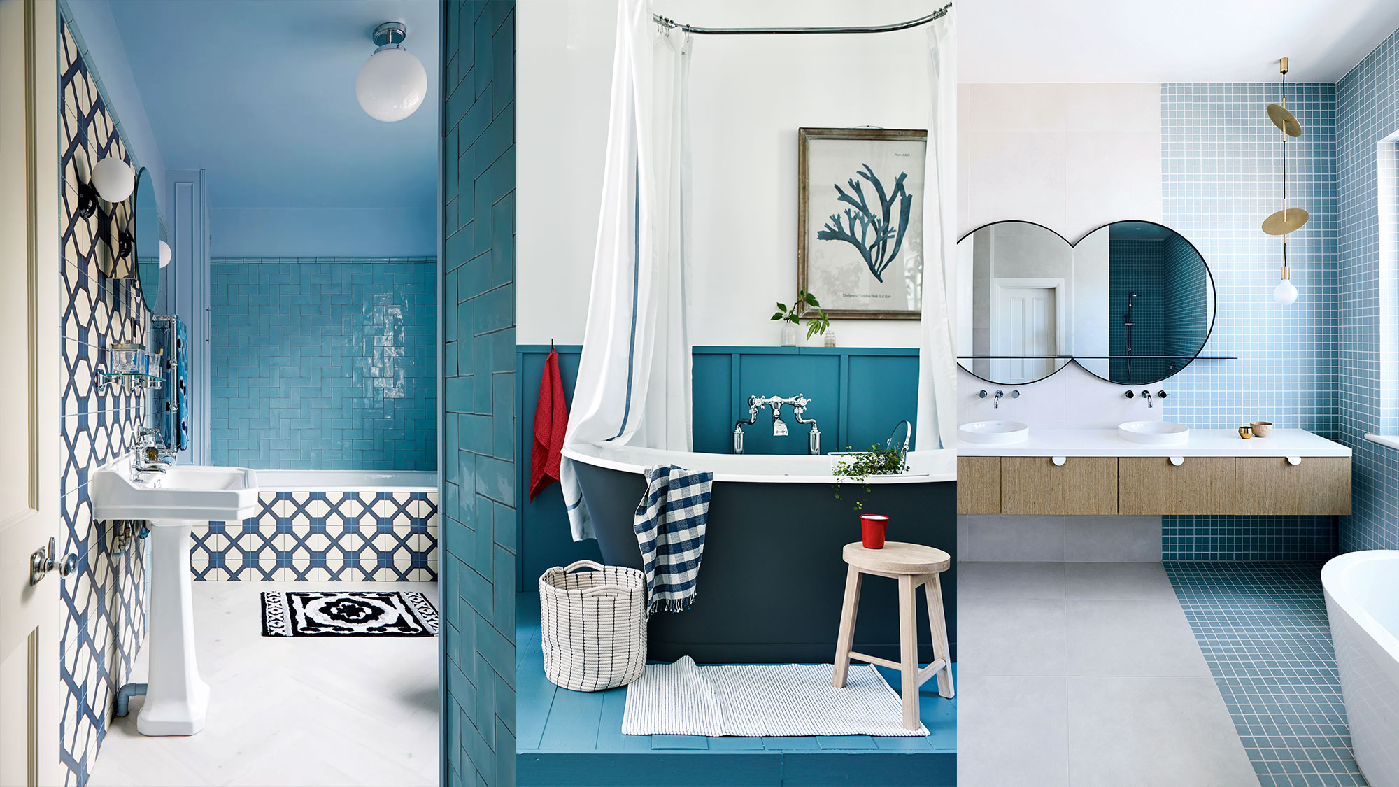 Blue and White Bathroom Fixtures